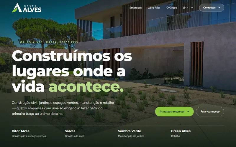 Página inicial do site Grupo Alves