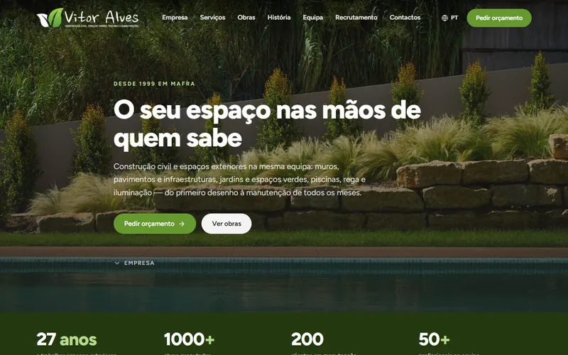 Página inicial do site Vitor Alves